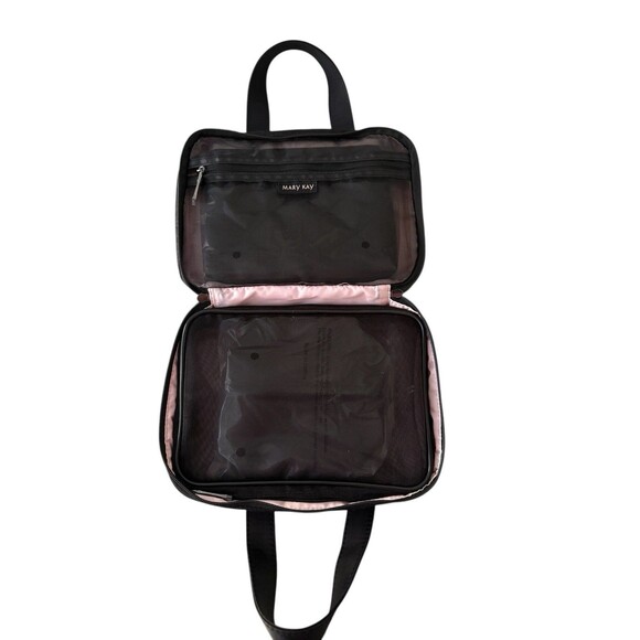 Mary Kay 3pc Quilted Makeup Black Travel Bag Removable Mesh Bag Zippered Set - Picture 3 of 12